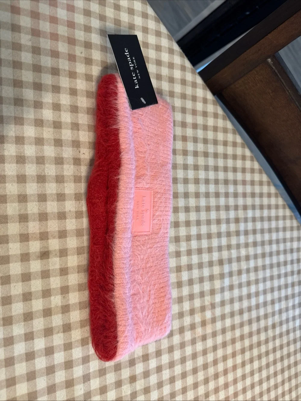 Kate Spade Pink & Red Fuzzy Headband